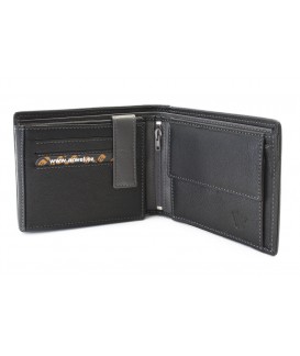 Black-grey men's leather wallet with inner fastener 513-8142-60/66