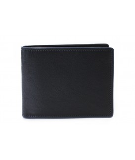Black men's leather wallet with a blue snap closure 513-8142-60/97