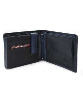 Black men's leather wallet with a blue snap closure 513-8142-60/97