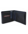 Black men's leather wallet with a blue snap closure 513-8142-60/97