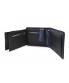 Black men's leather wallet with a blue snap closure 513-8142-60/97