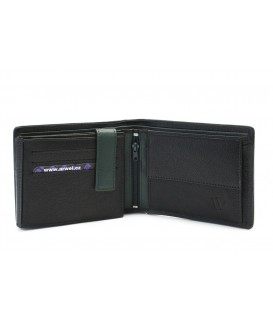 Black-green men's leather wallet with an internal snap closure 513-8142-60/58