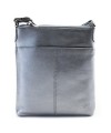 Damenhandtasche aus dunklem silbernem Leder mit Reißverschluss 212-3013-29