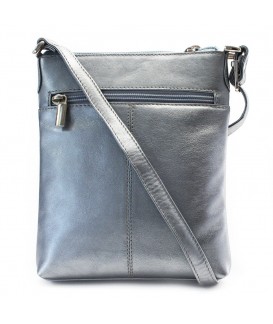 Dark silver leather zipper women's handbag 212-3013-29