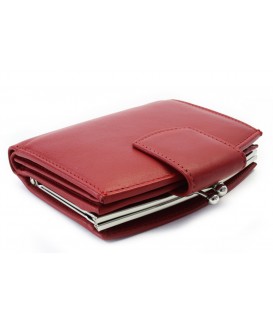 Red women's leather frame wallet with a pinch 511-4357-31