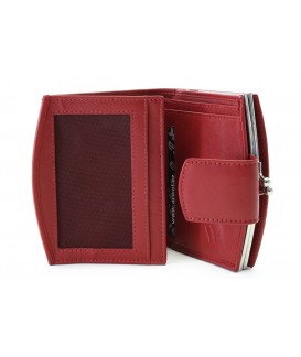 Red women's leather frame wallet with a pinch 511-4357-31