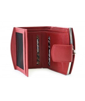 Red women's leather frame wallet with a pinch 511-4357-31