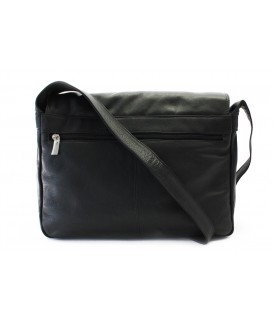 Black leather flap handbag 213-2024-60