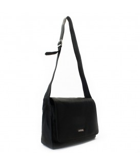 Black leather flap handbag 213-2024-60