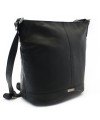 Black women's leather zipper handbag 212-4002-60