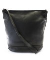 Schwarze Damen Leder Reißverschluss Handtasche 212-4002-60