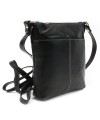 Schwarze Lederhandtasche mit Reißverschluss 212-3013-60