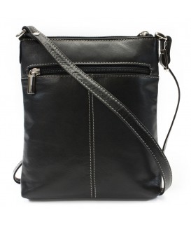 Black leather zipper handbag 212-3013-60