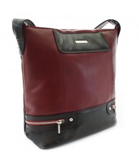 Rot-schwarze Damen Lederhandtasche 212-6933-31/60