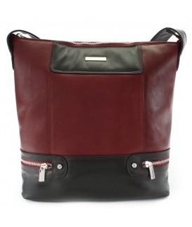 Rot-schwarze Damen Lederhandtasche 212-6933-31/60