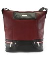 Red-black women's leather handbag 212-6933-31/60