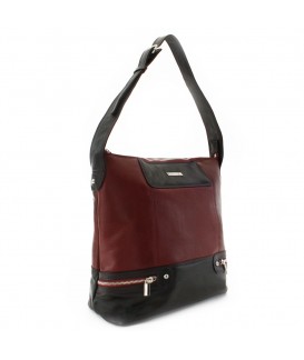 Red-black women's leather handbag 212-6933-31/60
