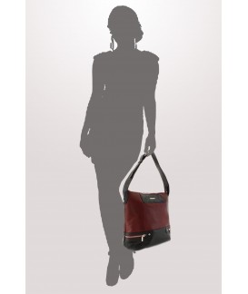 Rot-schwarze Damen Lederhandtasche 212-6933-31/60