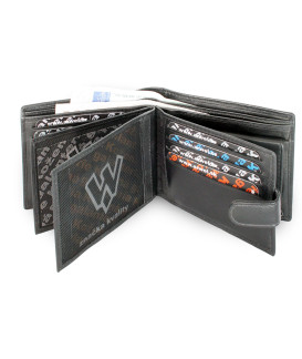 Schwarzes Herren-Portemonnaie aus Leder mit Anstecknadeln 513-0406-60