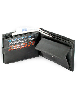 Schwarzes Herren-Portemonnaie aus Leder mit Anstecknadeln 513-0406-60