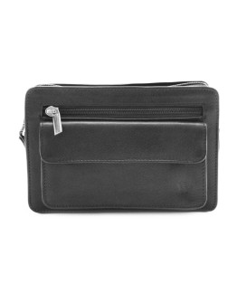 Black leather single-zip etui 611-2014-60