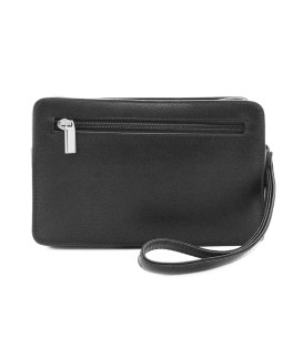 Black leather single-zip etui 611-2014-60