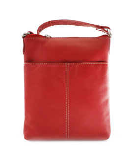 Red leather zipper handbag 212-3013-31