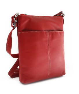 Red leather zipper handbag 212-3013-31