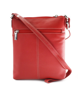Red leather zipper handbag 212-3013-31
