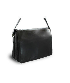 Black leather flap handbag 213-1195-60