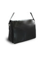 Black leather flap handbag 213-1195-60