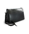 Black leather flap handbag 213-1195-60