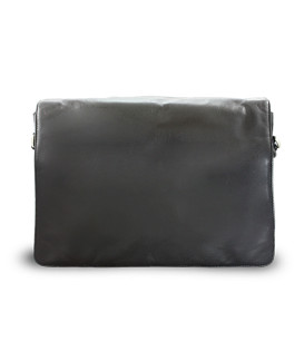 Black leather flap handbag 213-1195-60