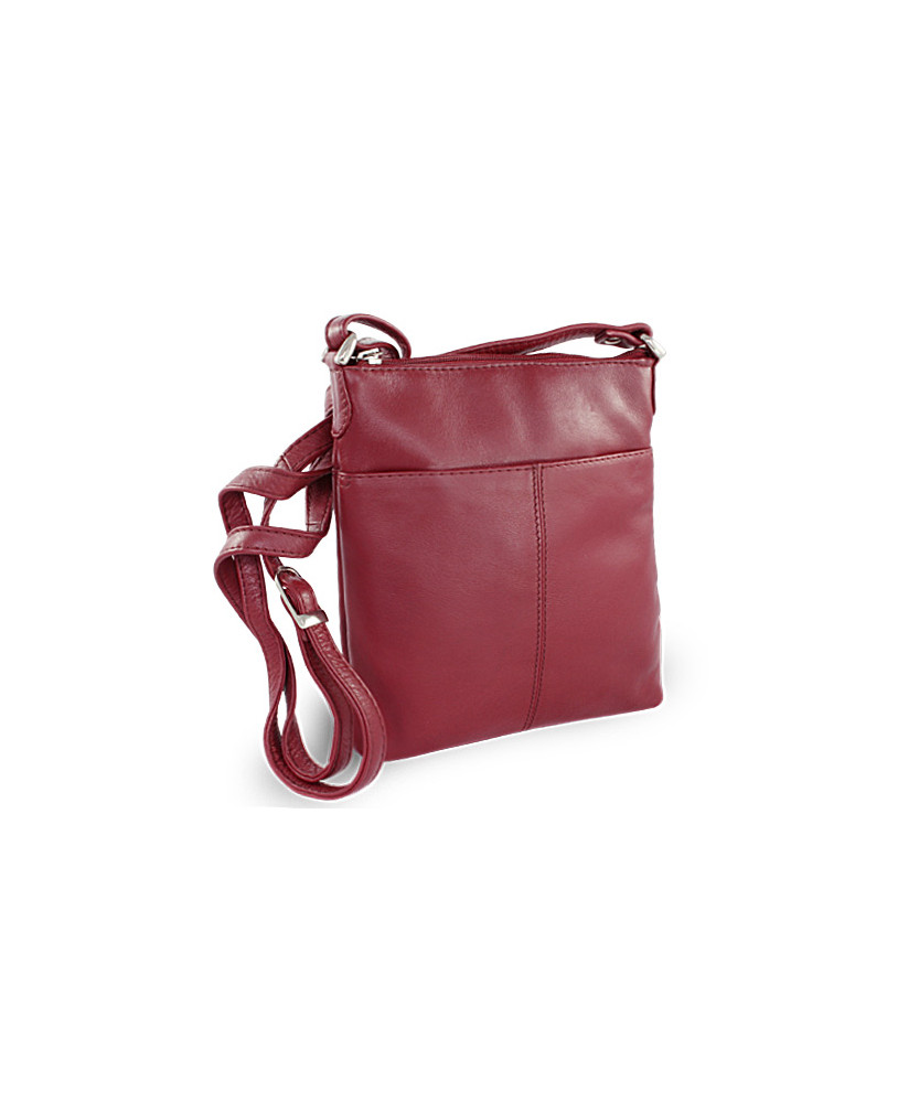Burgundy leather zipper handbag 212-3013-34