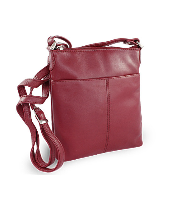 Burgundy leather zipper handbag 212-3013-34