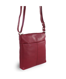 Burgundy leather zipper handbag 212-3013-34