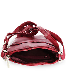 Burgundy leather zipper handbag 212-3013-34
