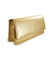Gold leather clutch bag with strap 214-4071-02