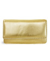 Gold leather clutch bag with strap 214-4071-02