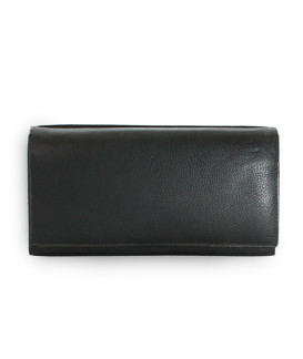 Black clutch leather wallet with flap 511-2018-60