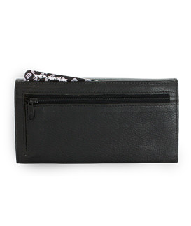 Black clutch leather wallet with flap 511-2018-60