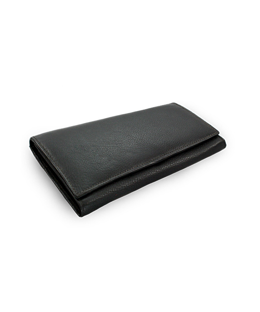 Black clutch leather wallet with flap 511-2018-60