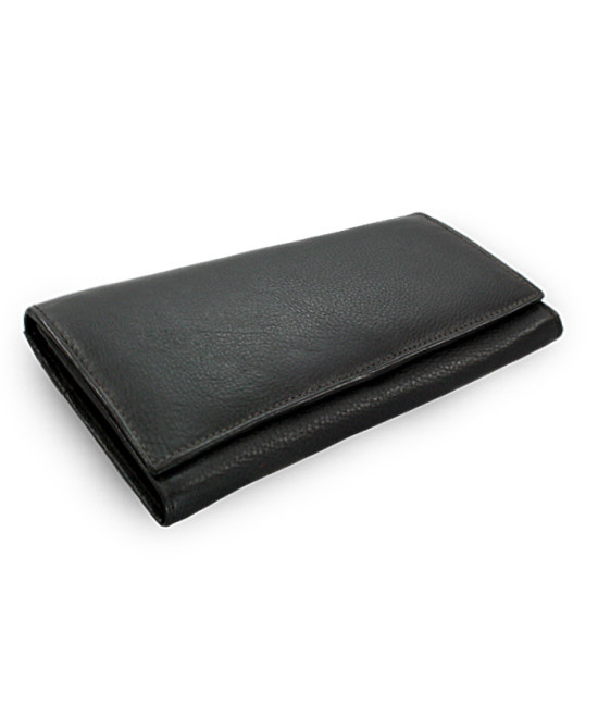 Black clutch leather wallet with flap 511-2018-60