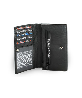 Black clutch leather wallet with flap 511-2018-60