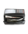 Black clutch leather wallet with flap 511-2018-60