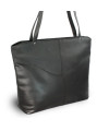 Black leather zipper handbag with two straps 212-2018-60