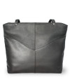 Black leather zipper handbag with two straps 212-2018-60