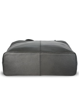 Black leather zipper handbag with two straps 212-2018-60