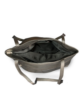 Black leather zipper handbag with two straps 212-2018-60