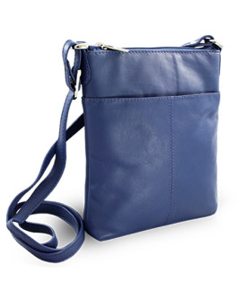 Blue leather zipper handbag 212-3013-97